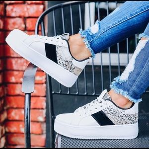 White Snakeskin Platform Shoes
